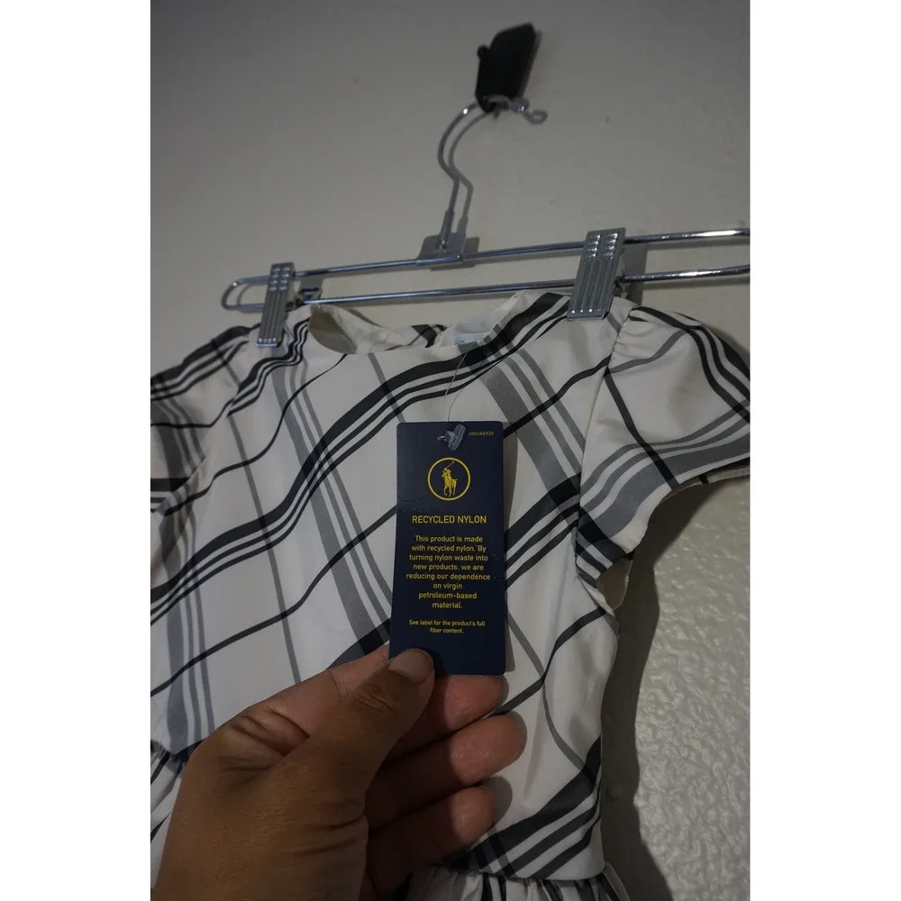 Polo Ralph Lauren Plaid Dress Toddler Girl Preppy Classic White Black 24M NWT
